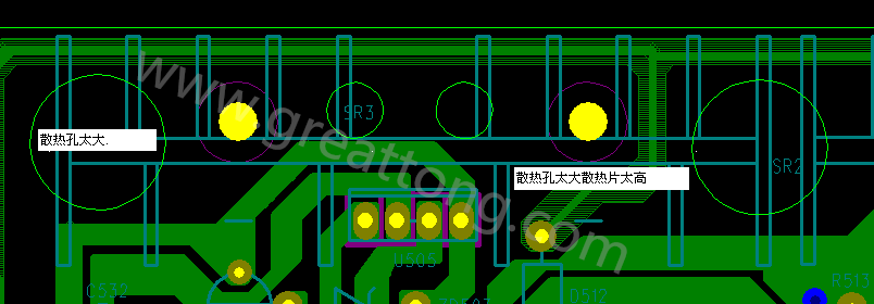 PCB設計中，散熱孔散熱片設計不當，造成很多電源板斷裂